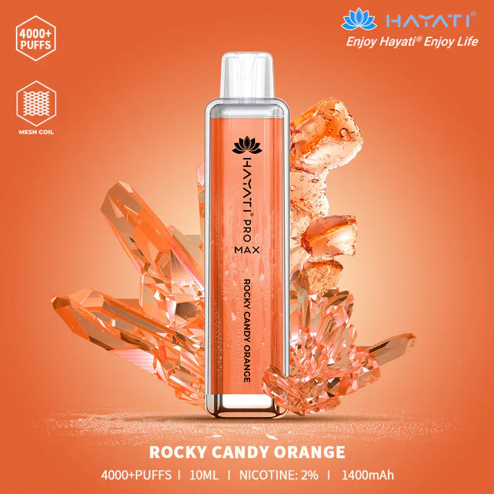 Rocky Candy Orange Crystal Pro Max 4000+ Puffs Disposable Vape