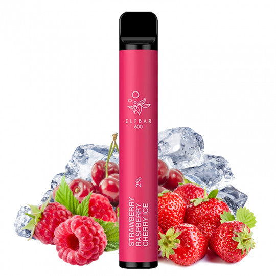 Strawberry Raspberry Cherry Ice Elf Bar 600 Puffs  Disposable Vape